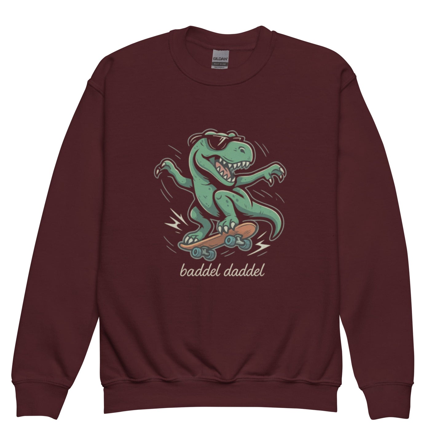 Rundhals-Pullover für Jugendliche – Dino Kollektion im Baddeldaddel Design!