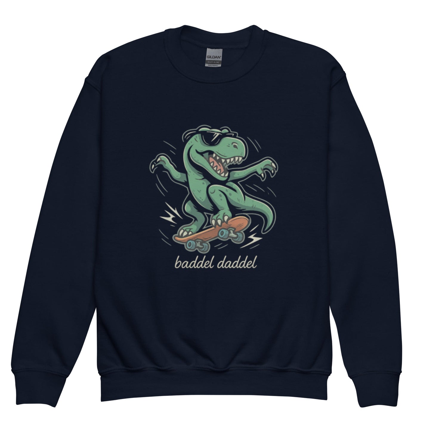 Rundhals-Pullover für Jugendliche – Dino Kollektion im Baddeldaddel Design!