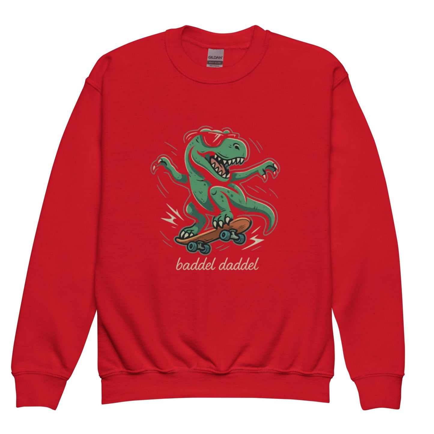 Rundhals-Pullover für Jugendliche – Dino Kollektion im Baddeldaddel Design!