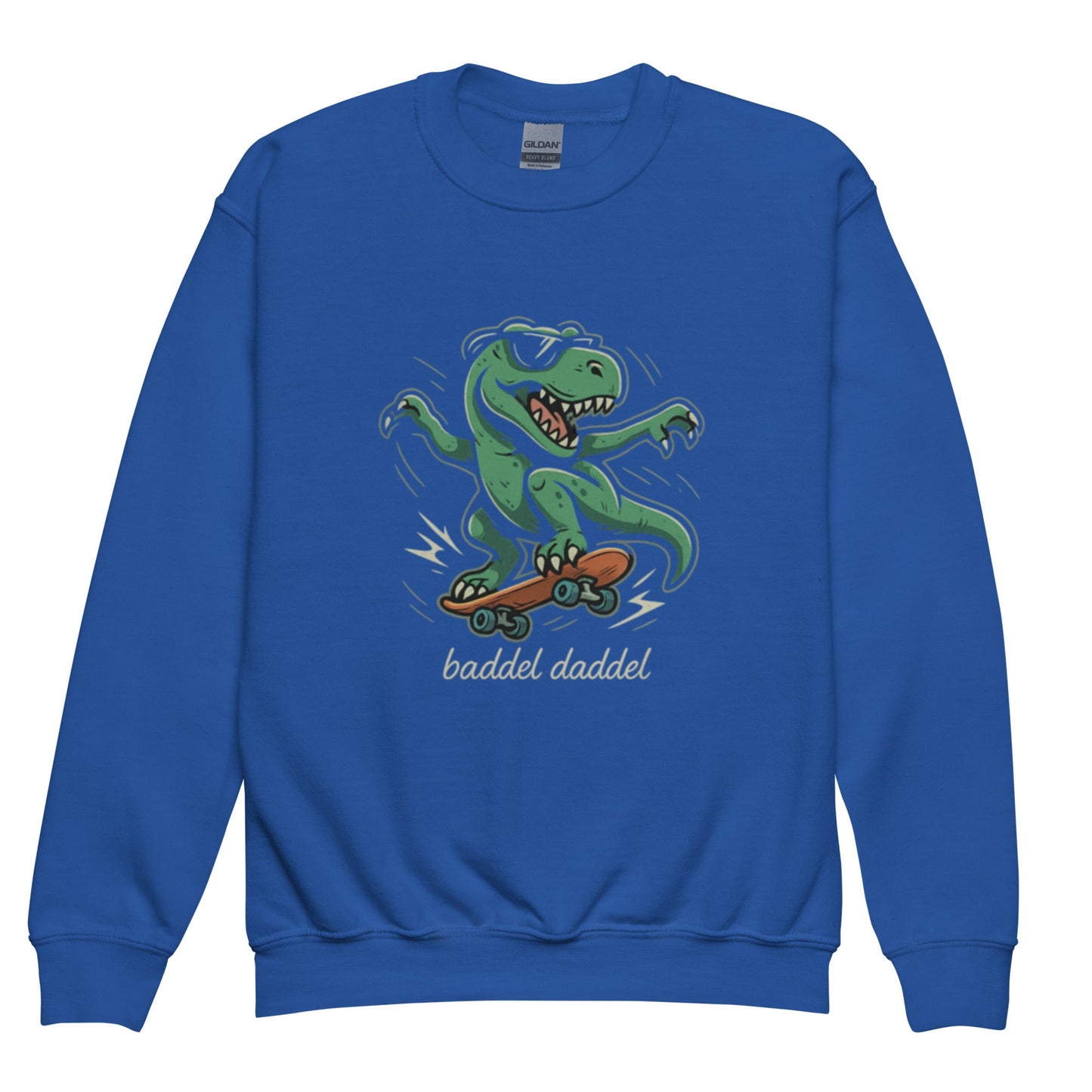 Rundhals-Pullover für Jugendliche – Dino Kollektion im Baddeldaddel Design!