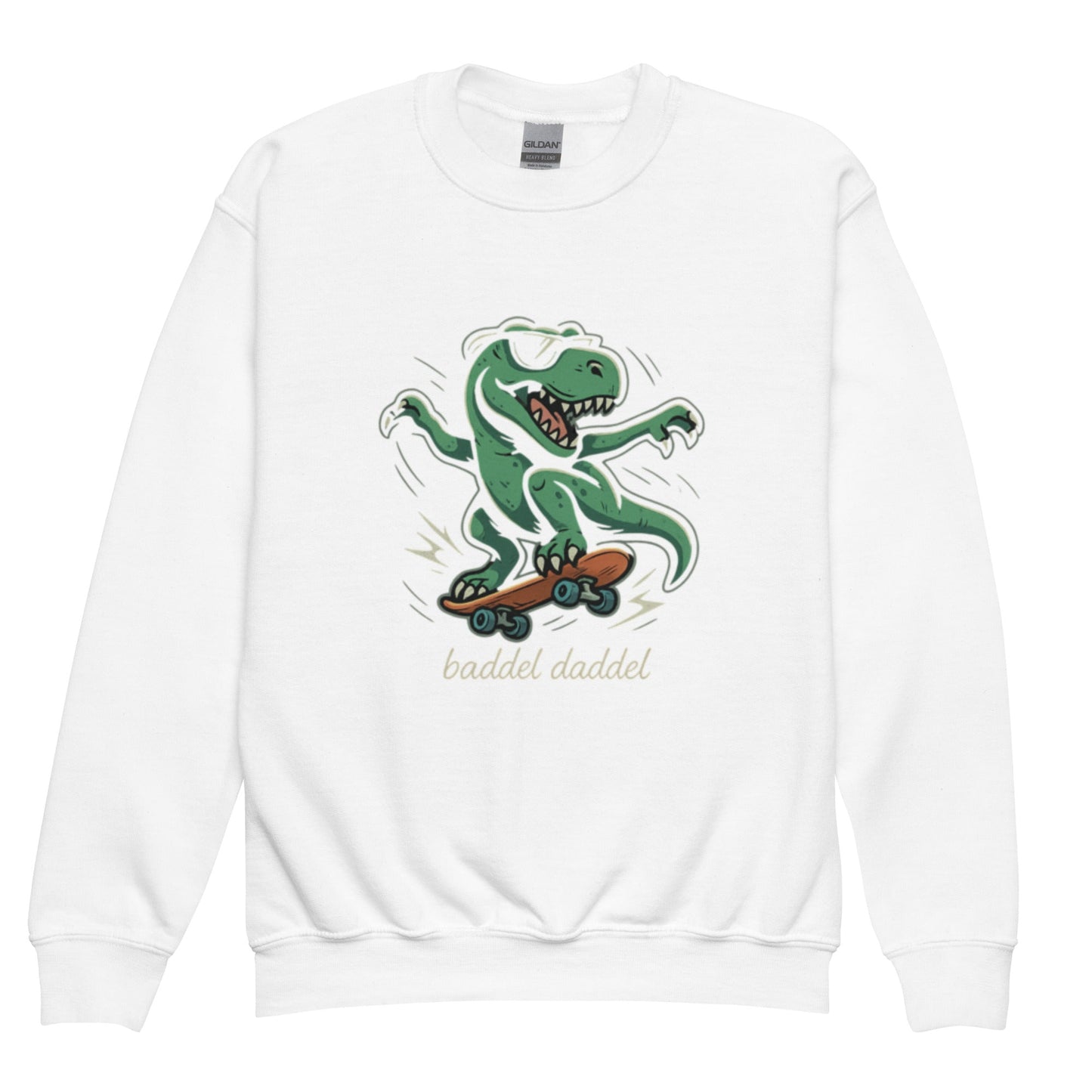 Rundhals-Pullover für Jugendliche – Dino Kollektion im Baddeldaddel Design!